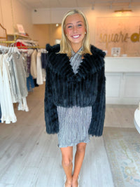 Show Me Your Mumu Salt Lake City Cropped Jacket in Black Faux Fur