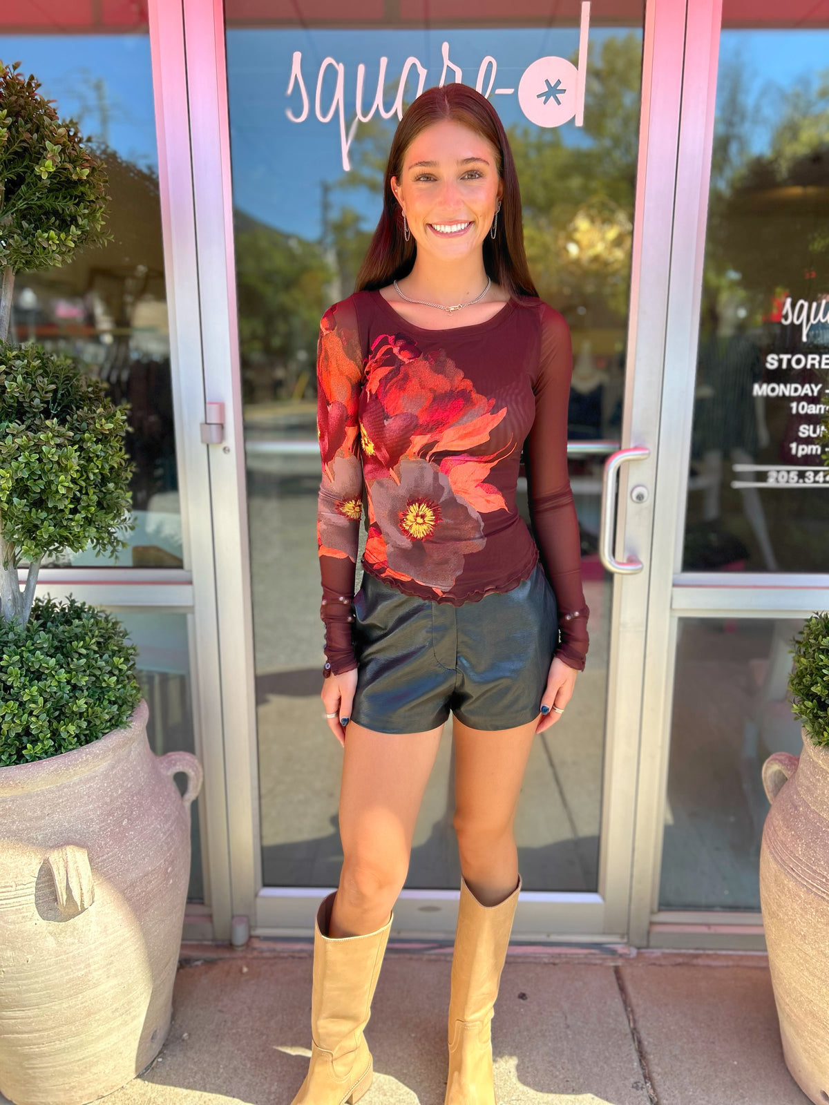 Free People Lilly Printed Long Sleeve Top