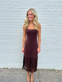 Vera Knit Fringe Midi Dress