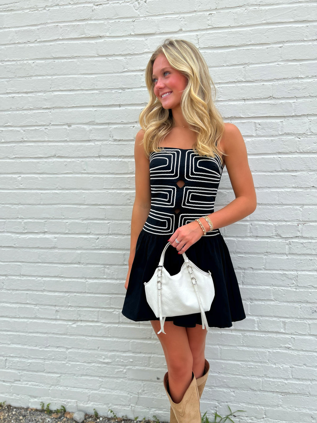 Meena Cutout Detail Mini Dress in Black