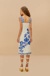 FARM Rio Blue Floral Cascade Wavy Midi Dress