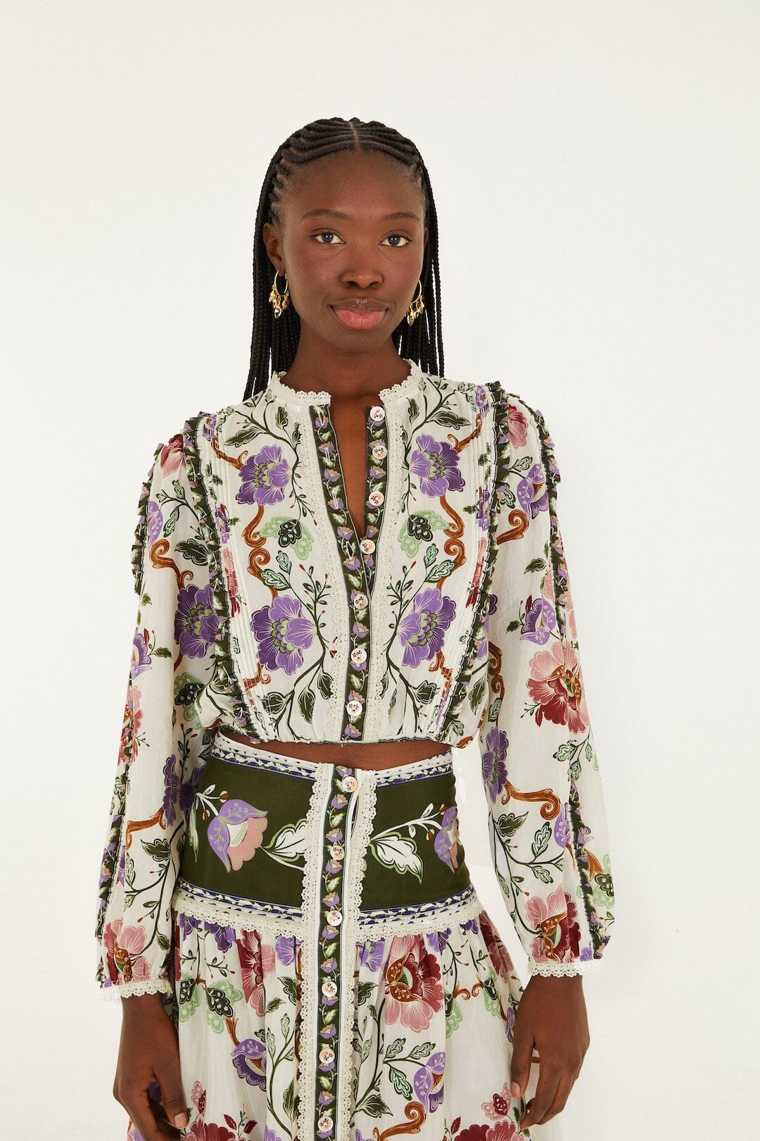 FARM RIO Rococo Flowers Long Sleeve Blouse