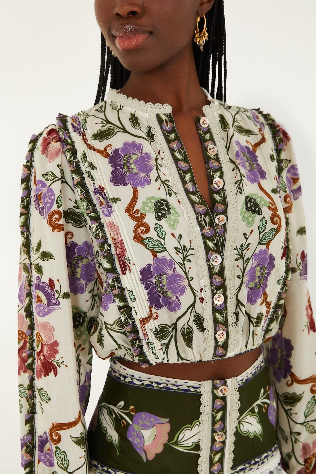 FARM RIO Rococo Flowers Long Sleeve Blouse