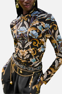 Farm Rio Snake Garden Jersey Blouse