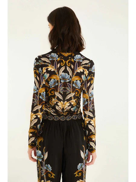 Farm Rio Snake Garden Jersey Blouse