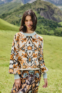 Farm Rio Winter Tapestry Sweater