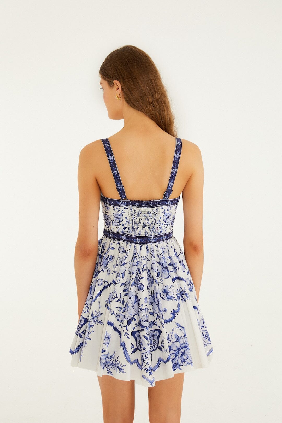 FARM RIO Porcelain Garden Off-White Sleeveless Mini