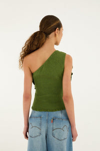 FARM RIO Green One Shoulder Blouse