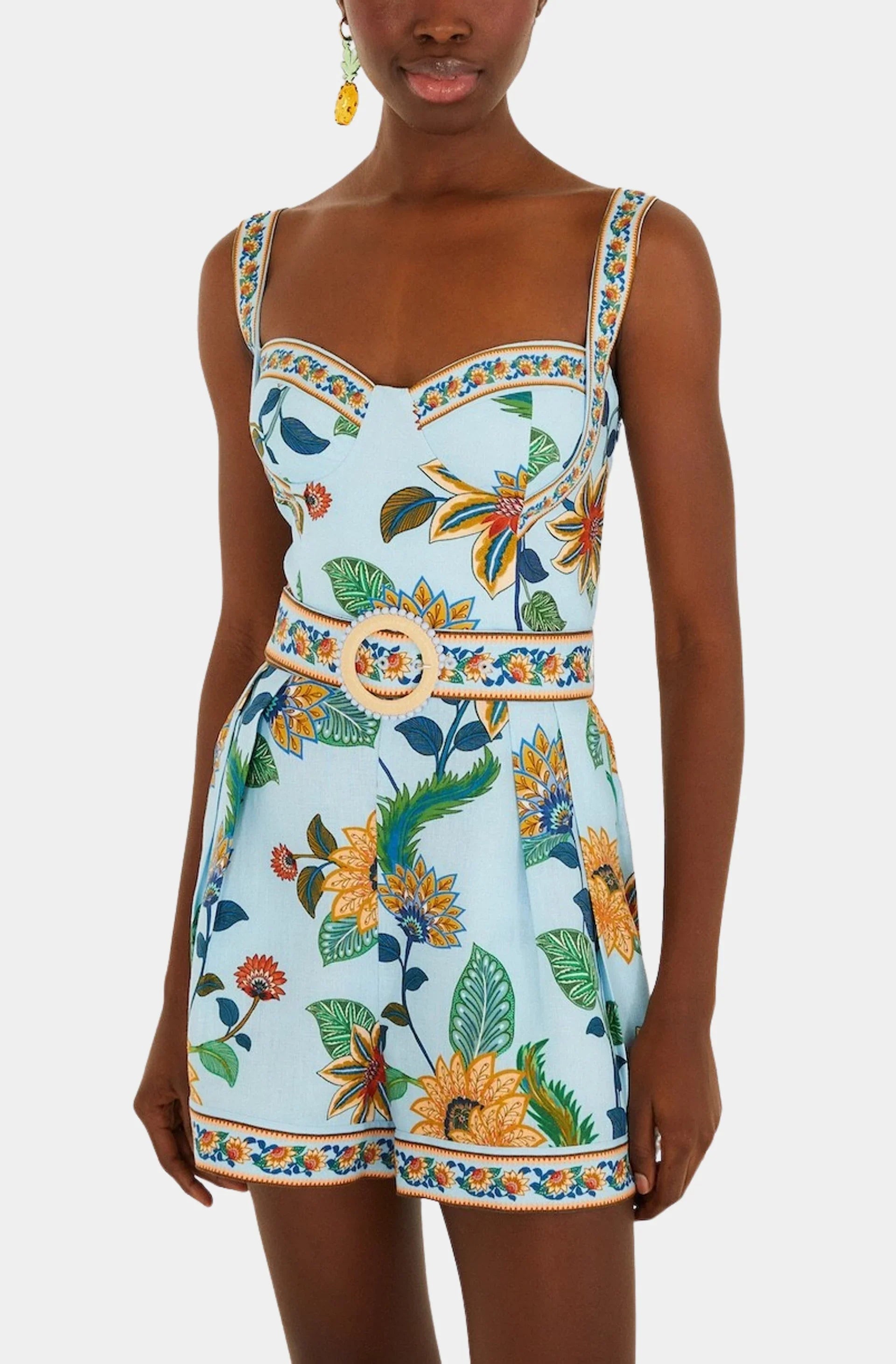 FARM RIO Floral Delhi Light Blue Romper