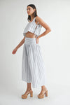 Beth Striped Lace Up Tank & Midi Skirt
