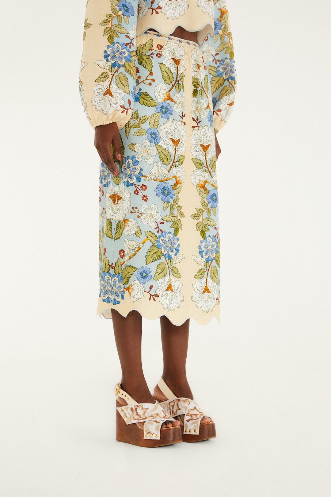FARM RIO Garden Scarf Midi Skirt