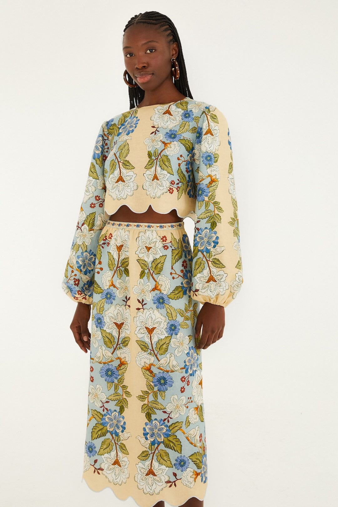 FARM RIO Garden Scarf Midi Skirt