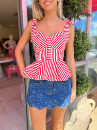 Penelope Pin Stripe Peplum