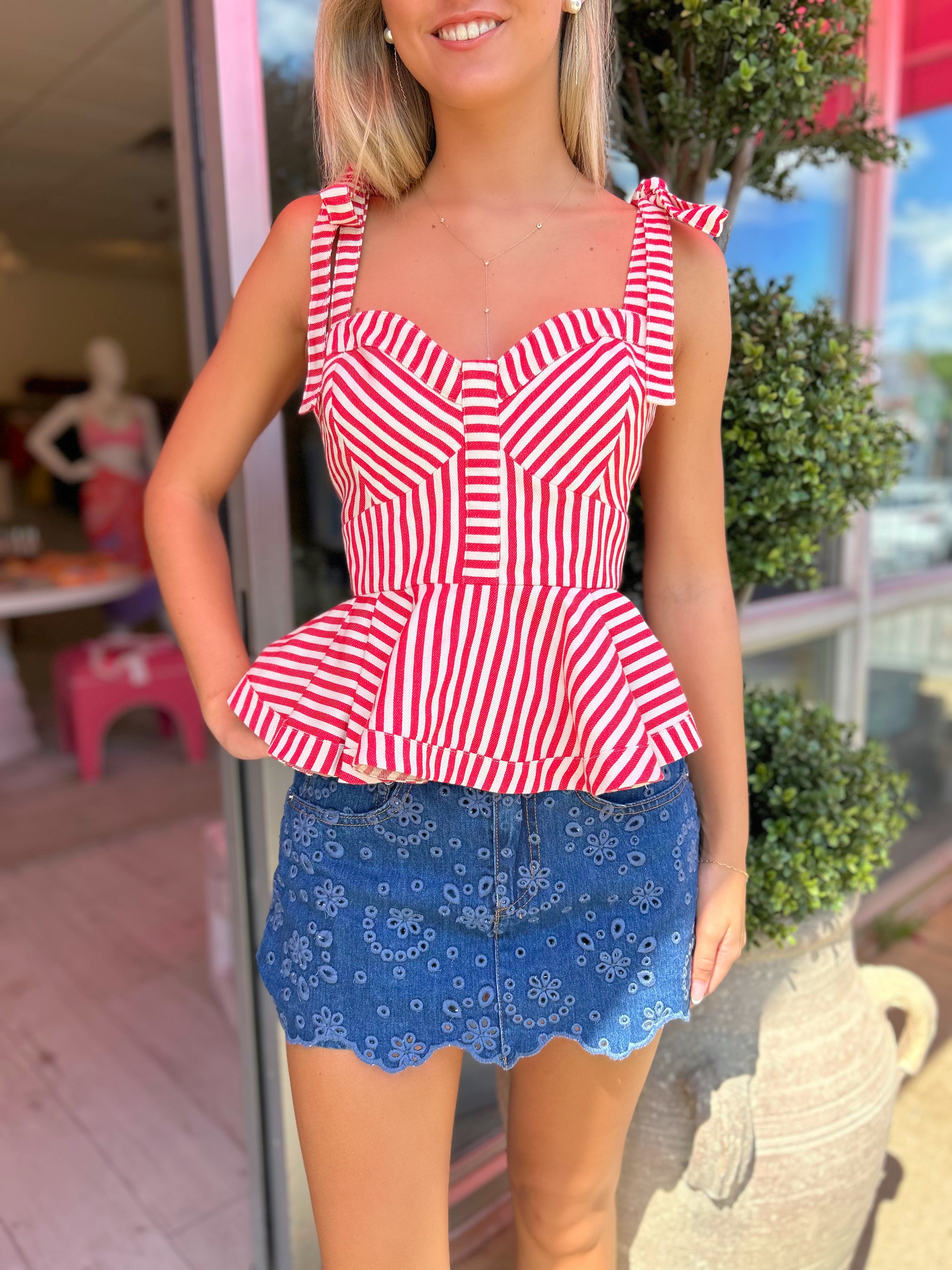 Penelope Pin Stripe Peplum