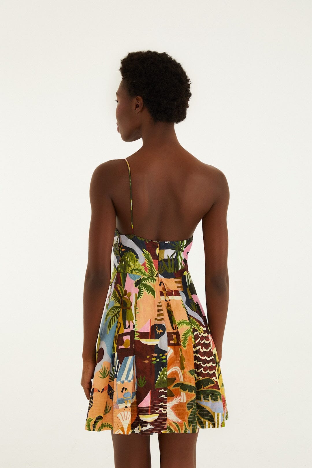 FARM RIO Tropical Painting Multicolor Mini Dress