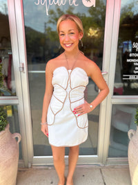 Etta Halter Panel Mini Dress in White