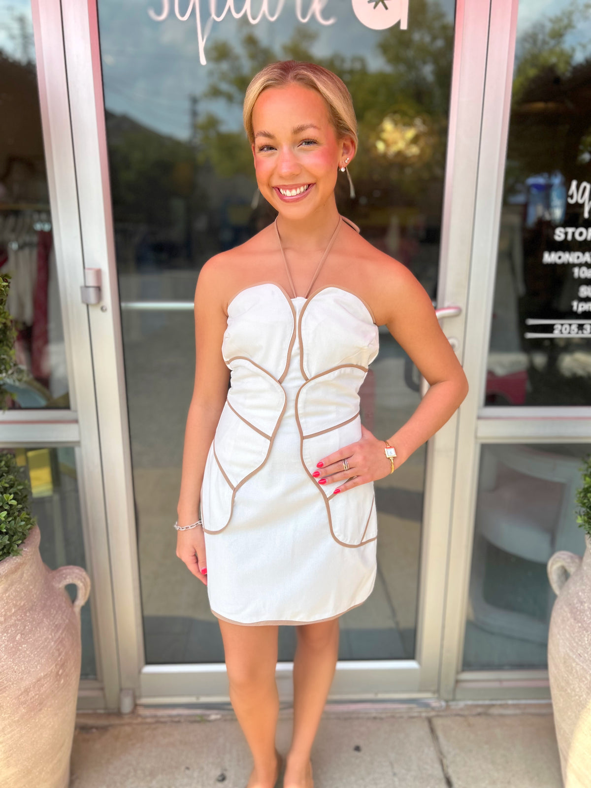 Etta Halter Panel Mini Dress in White
