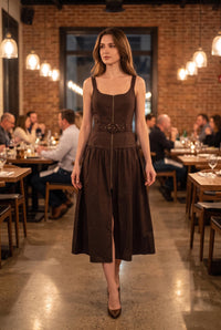 Miller Belted Zip Front Midi Dress