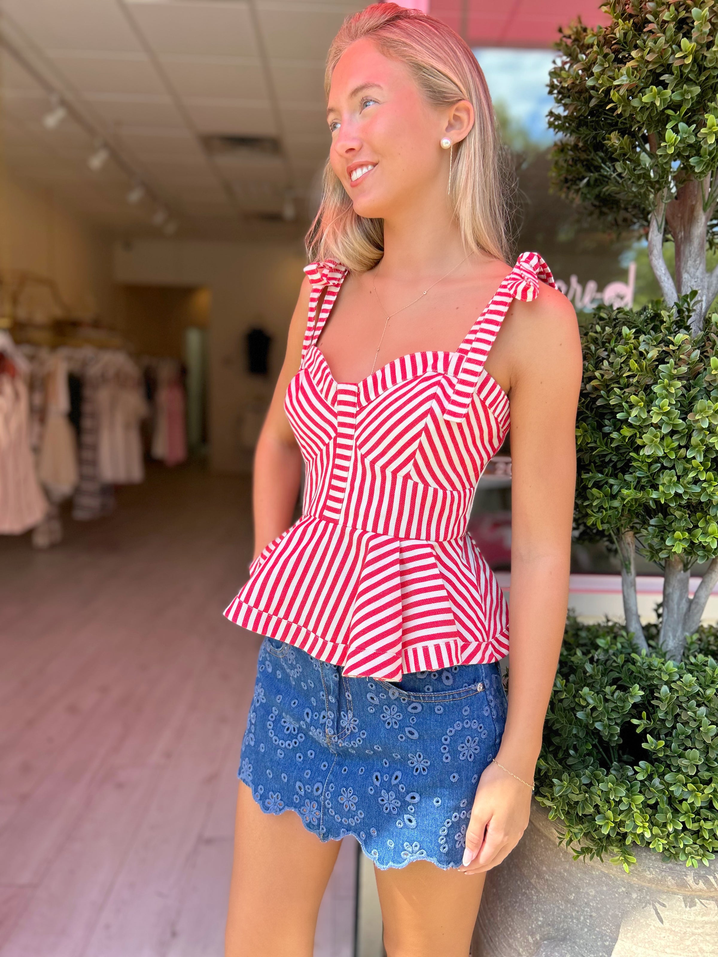 Penelope Pin Stripe Peplum