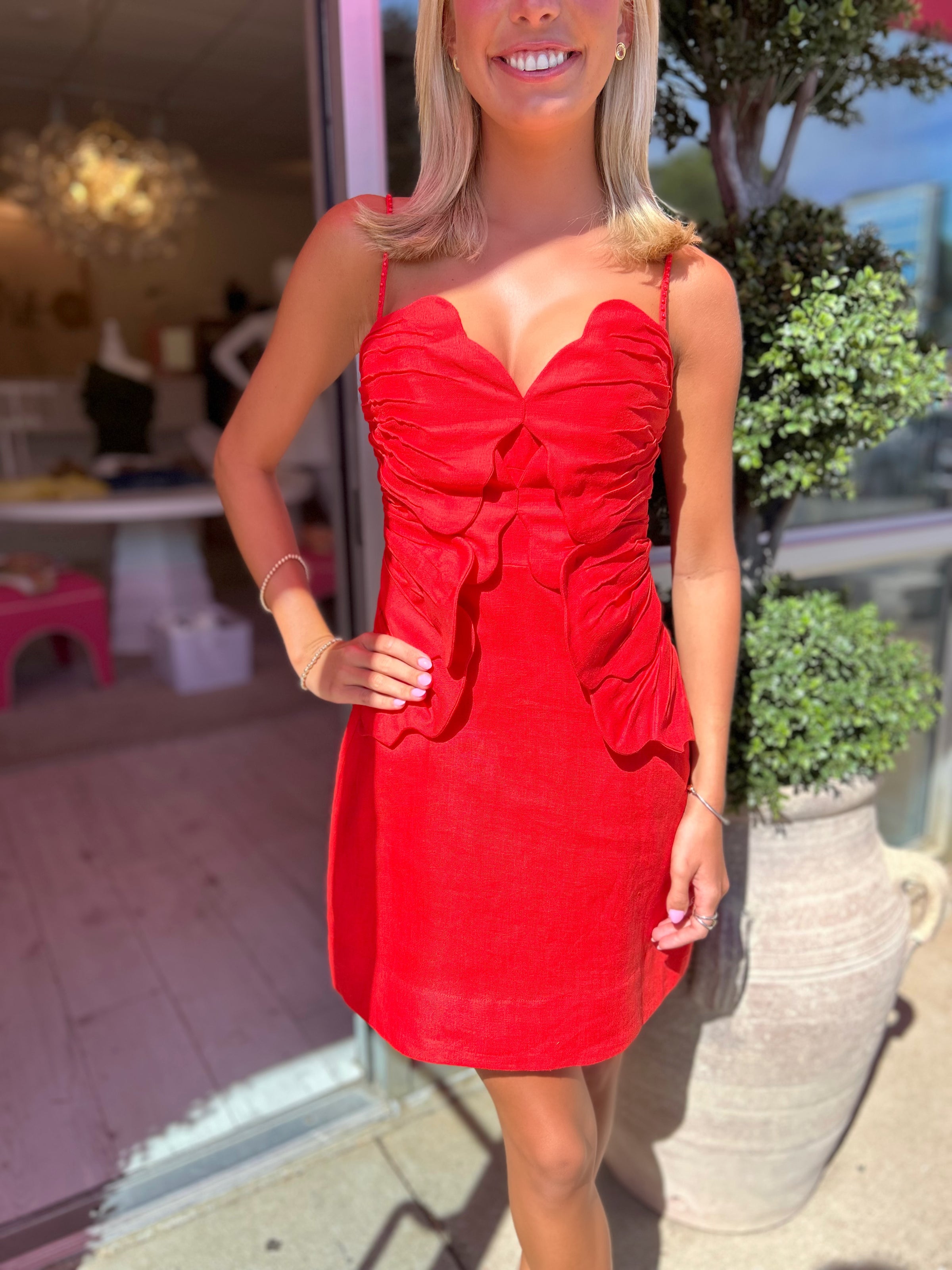 FARM RIO Red Sleeveless Flowers Mini