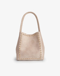 REMI/REID Hollace Mini Tote Studded Faux Suede in Foundation