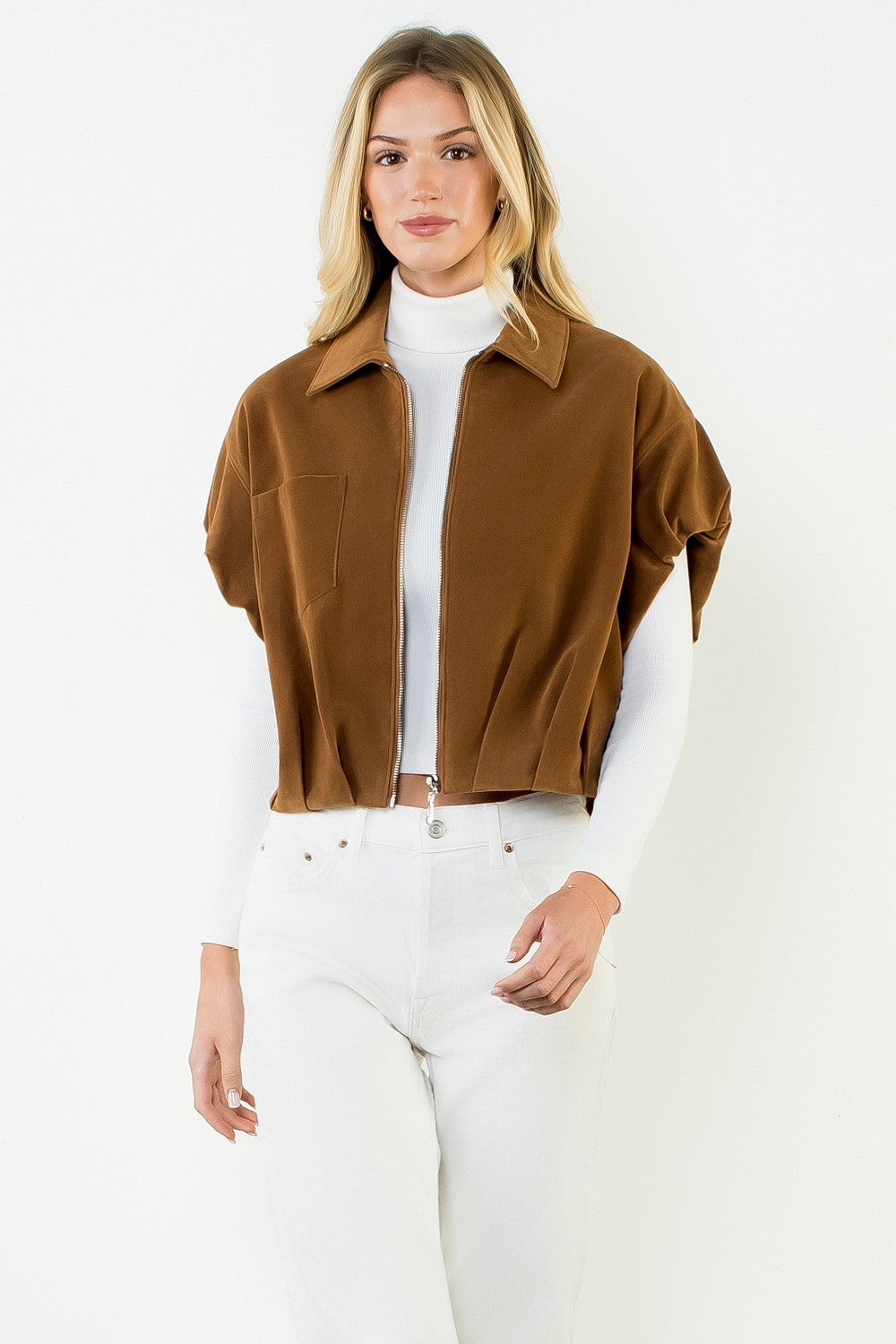 THML Celeste Sleeveless Suede Zip Jacket