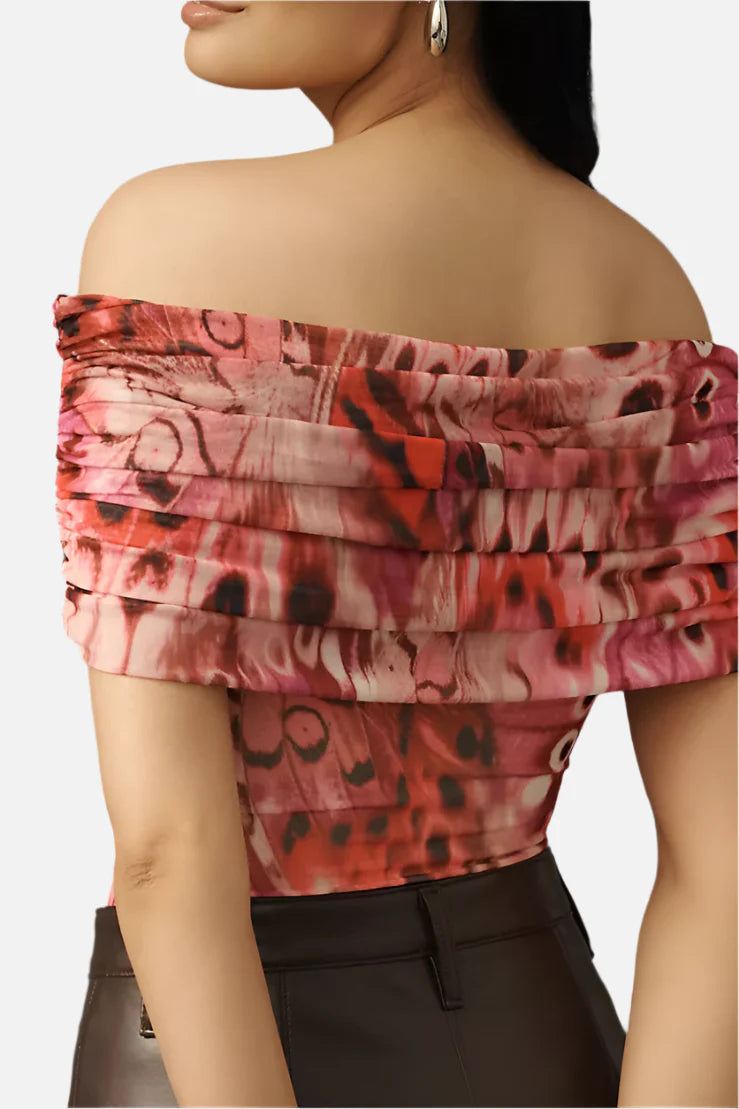 AFRM Divya Bodysuit in Berry Butterfly