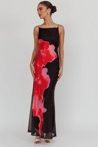 Nina Boat Neckline Floral Maxi