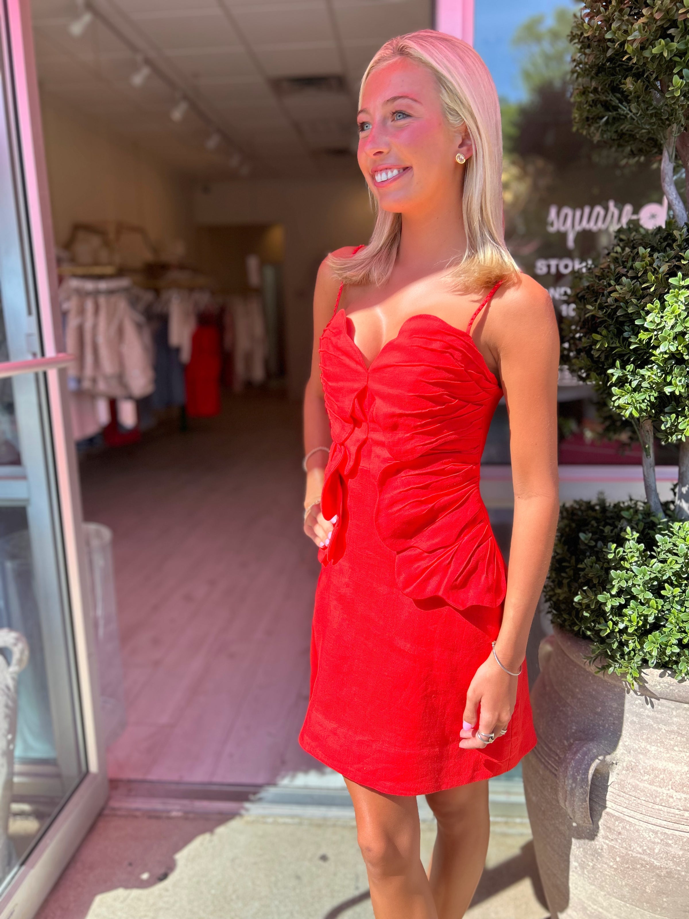 FARM RIO Red Sleeveless Flowers Mini