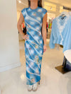 AFRM Cody Maxi in Blue Floral Plaid