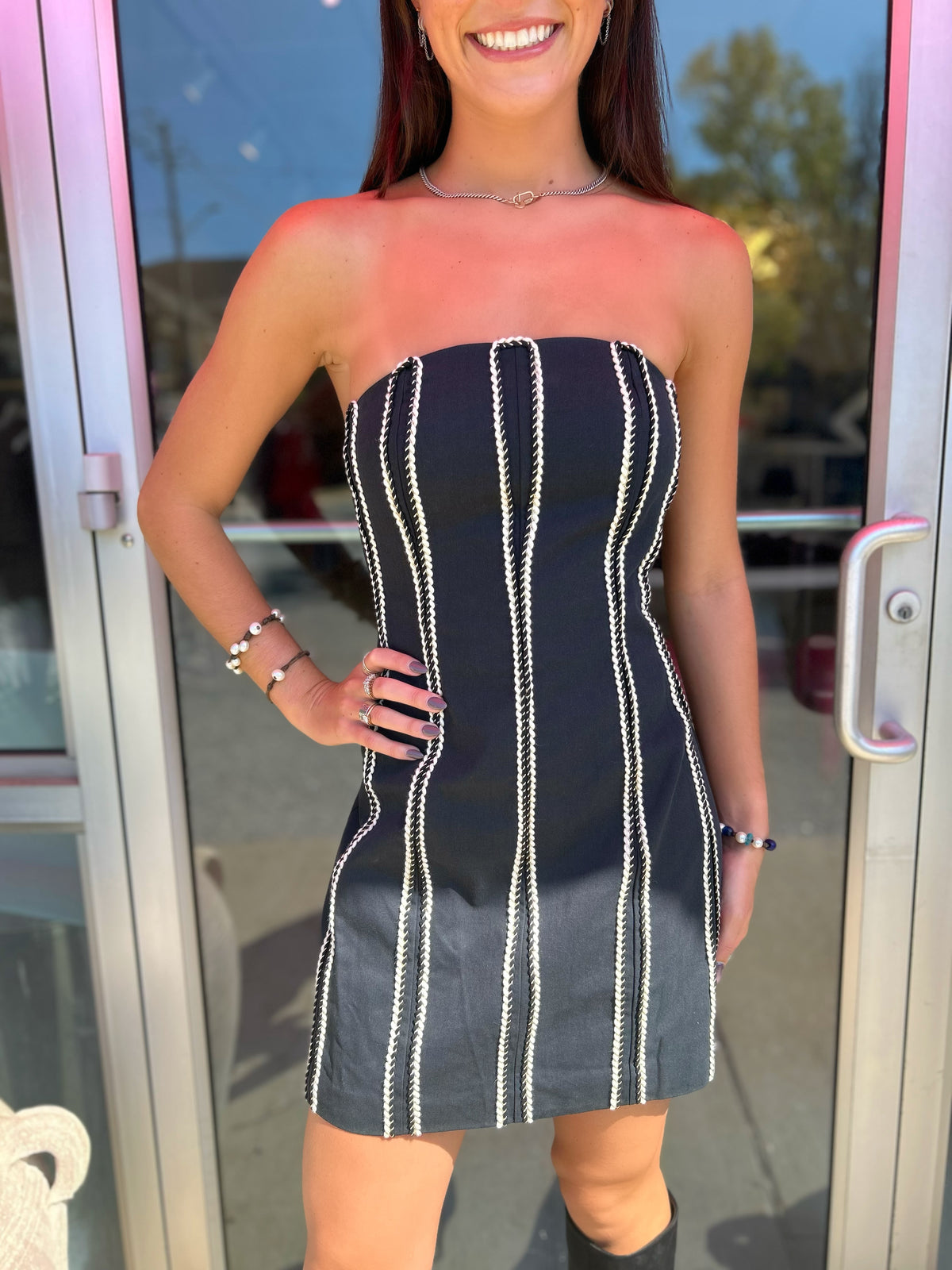 Katy Trim Tape Mini Dress