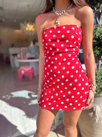 Remi Polka Dot Strapless Mini