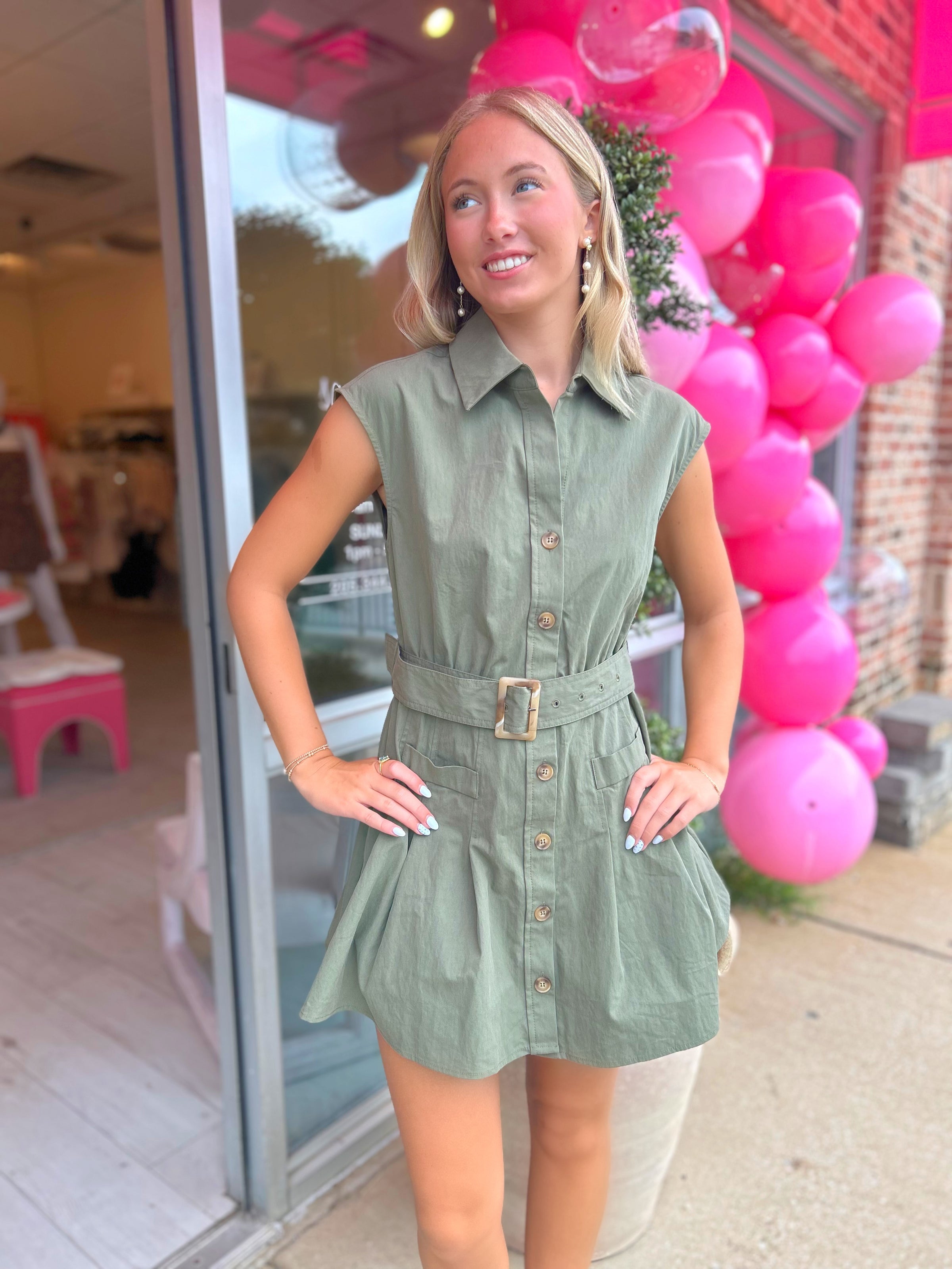 Diana Belted Sleeveless Shirt Dress