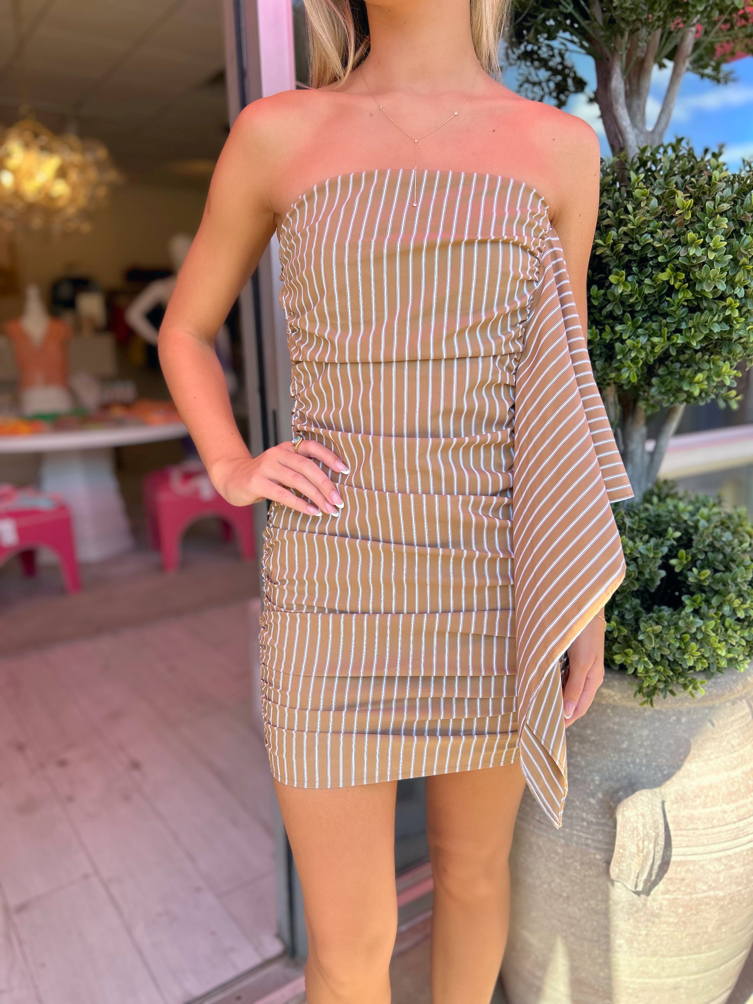 Paris Tube Striped Mini Dress