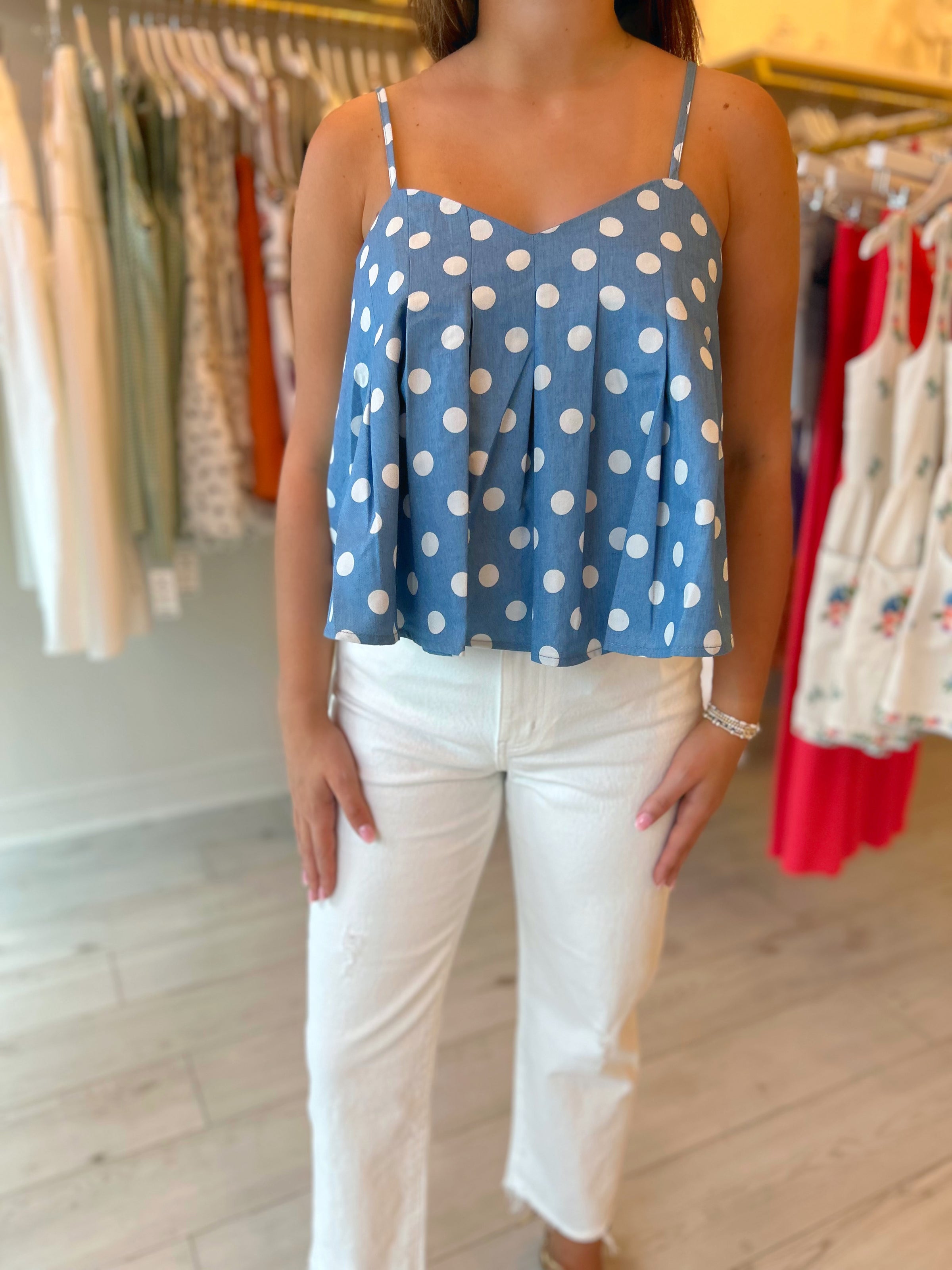 THML Easton Polka Dot Pleated Tank