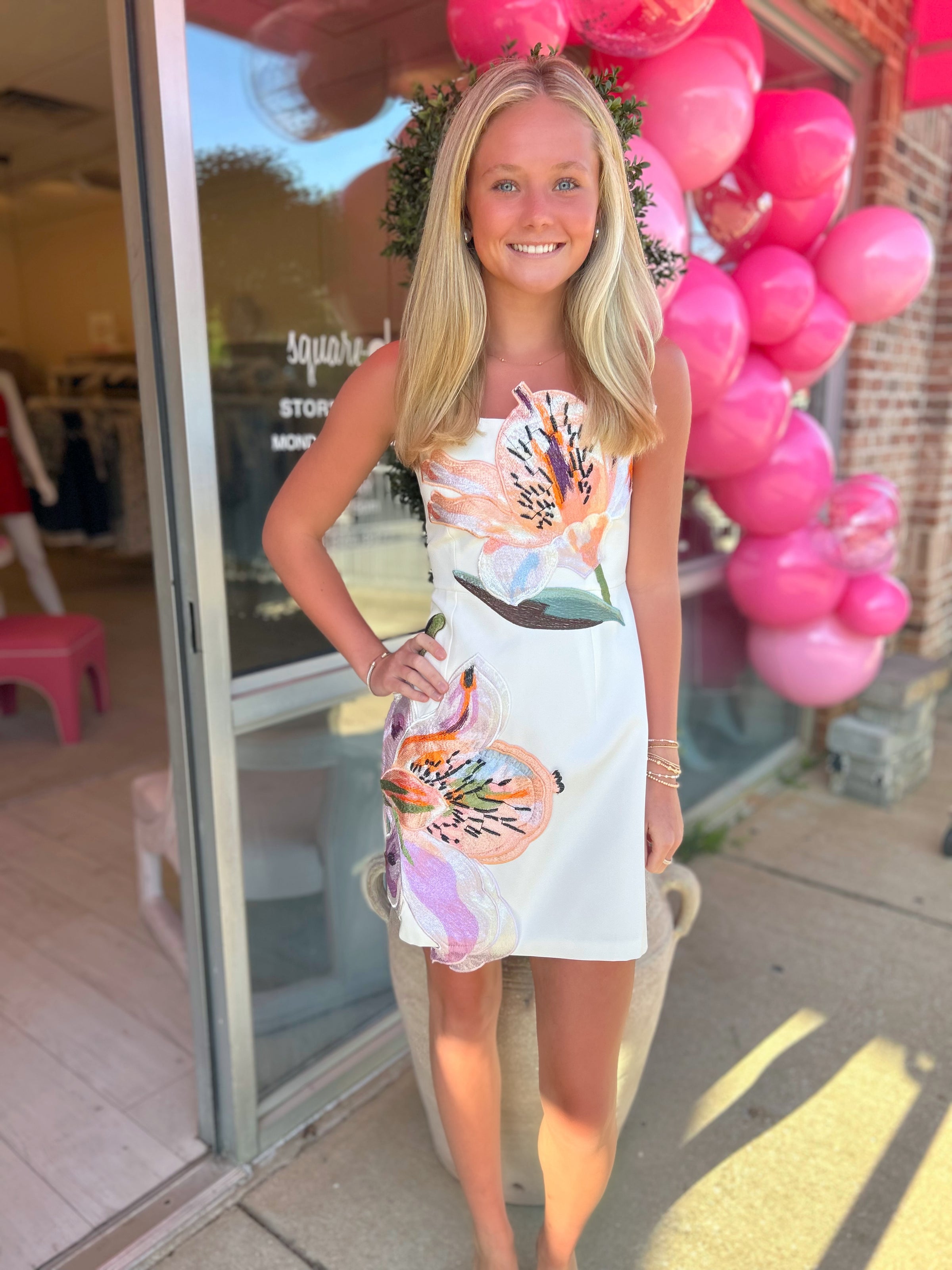 Stella Strapless Beaded 3D Floral Mini