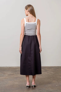 Moon River Striped Sweater Top Midi Dress