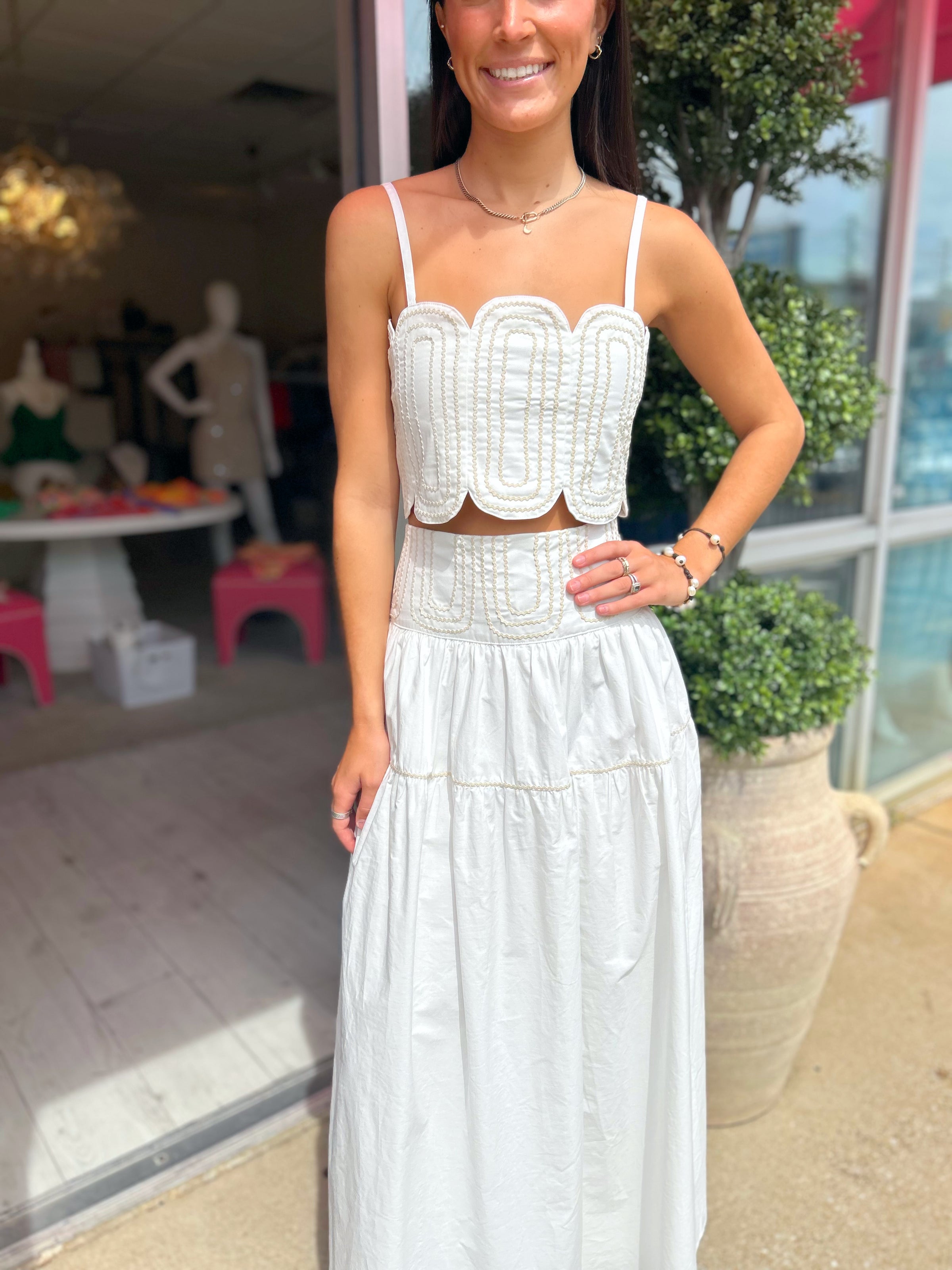 Callie Lace Trimmed Skirt Set