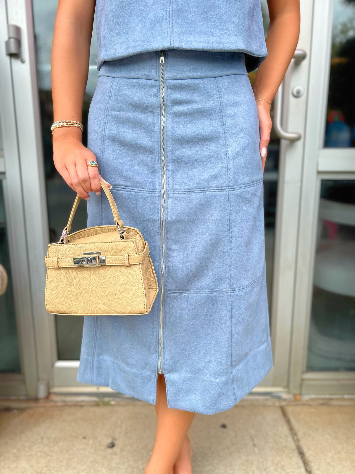 THML Shay Suede Zipper Skirt