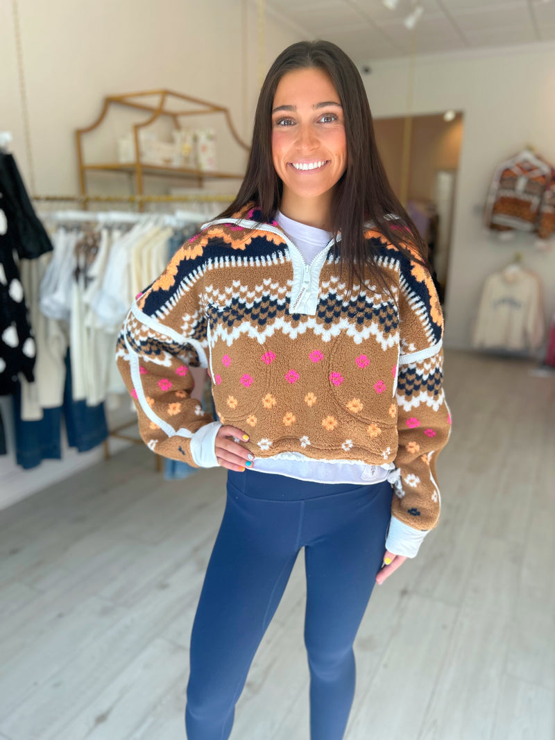 FP Movement Printed Mountain High Half-Zip in Isle Knit Twig