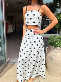 Celine Polka Dot Wave Trim Top & Skirt Set