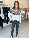 Moon River Isle Pullover Sweater in Cream Multi
