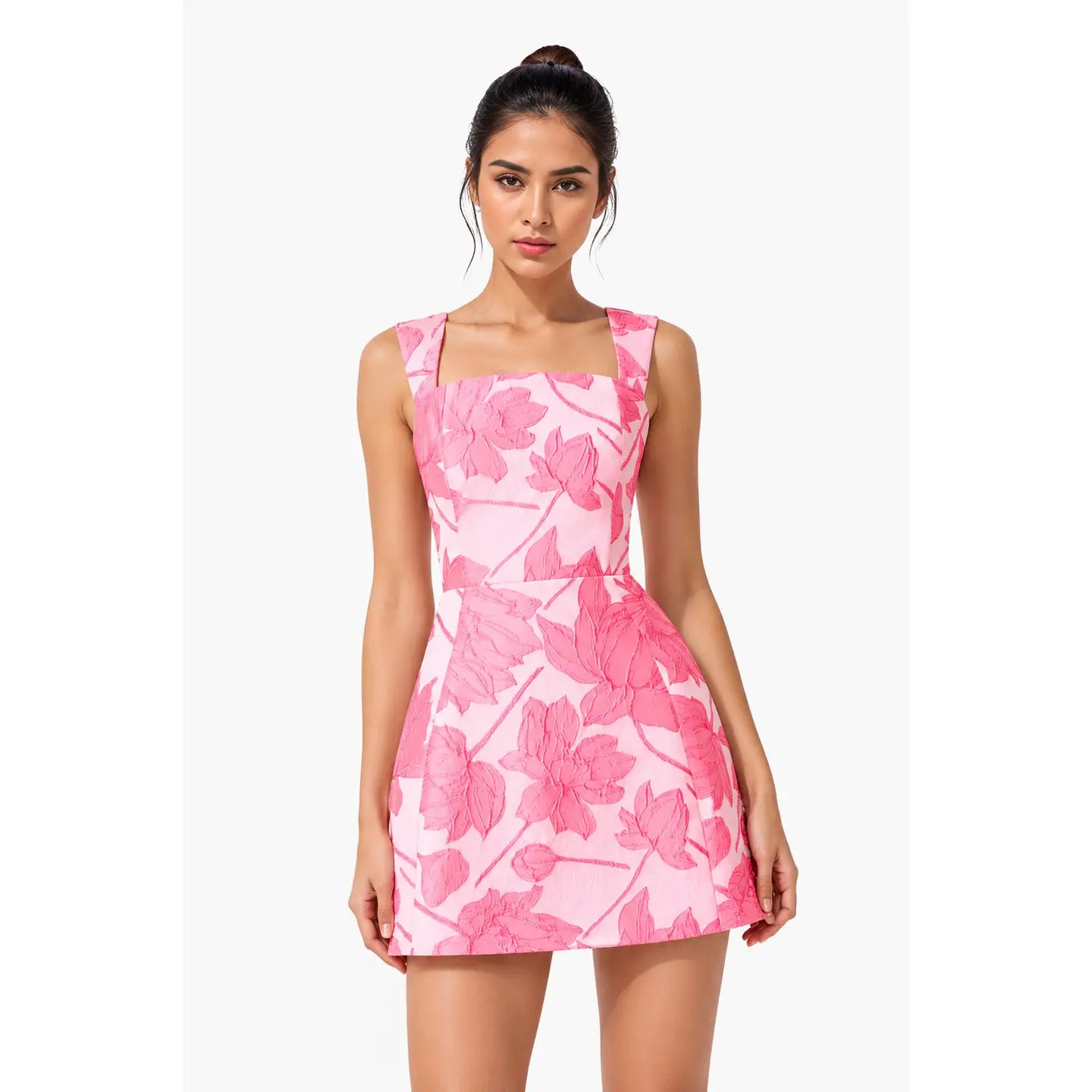 Posie Square Neck Jacquard Mini Dress