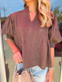 THML Annabelle Peasant Puff Sleeve Top