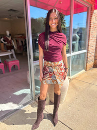 Steve Madden Kerry Mesh Top in Deep Fig