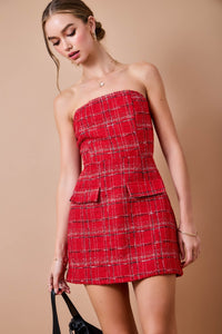 Rae Plaid Tweed Mini Dress