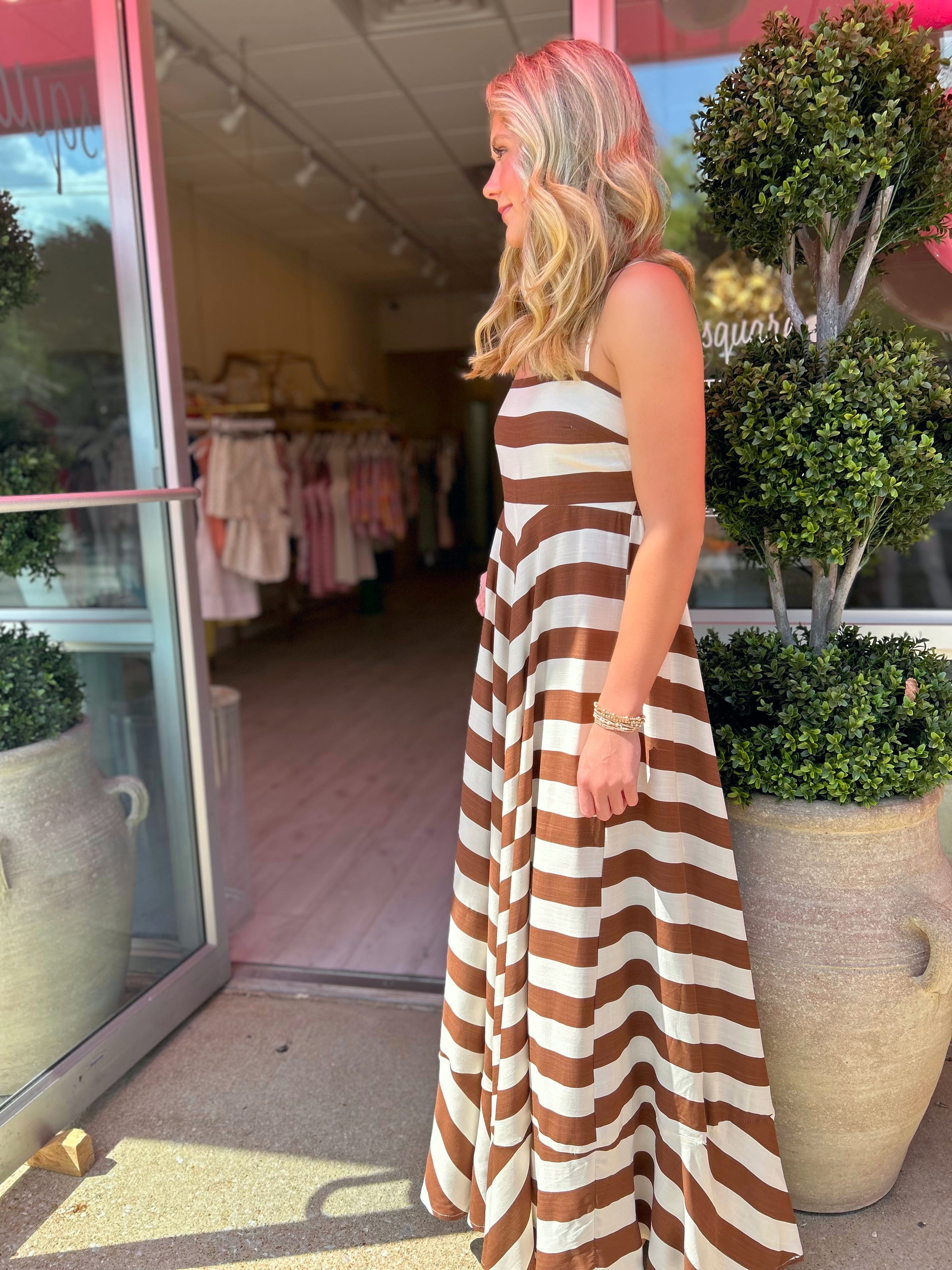 Brielle Brown Striped Maxi