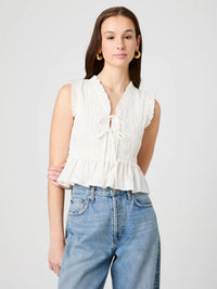 French Connection Rhodes Pop Smocked Flutter Sleeve Top