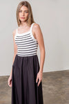 Moon River Striped Sweater Top Midi Dress
