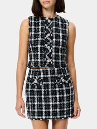 French Connection Windowpane Tweed Crop Top